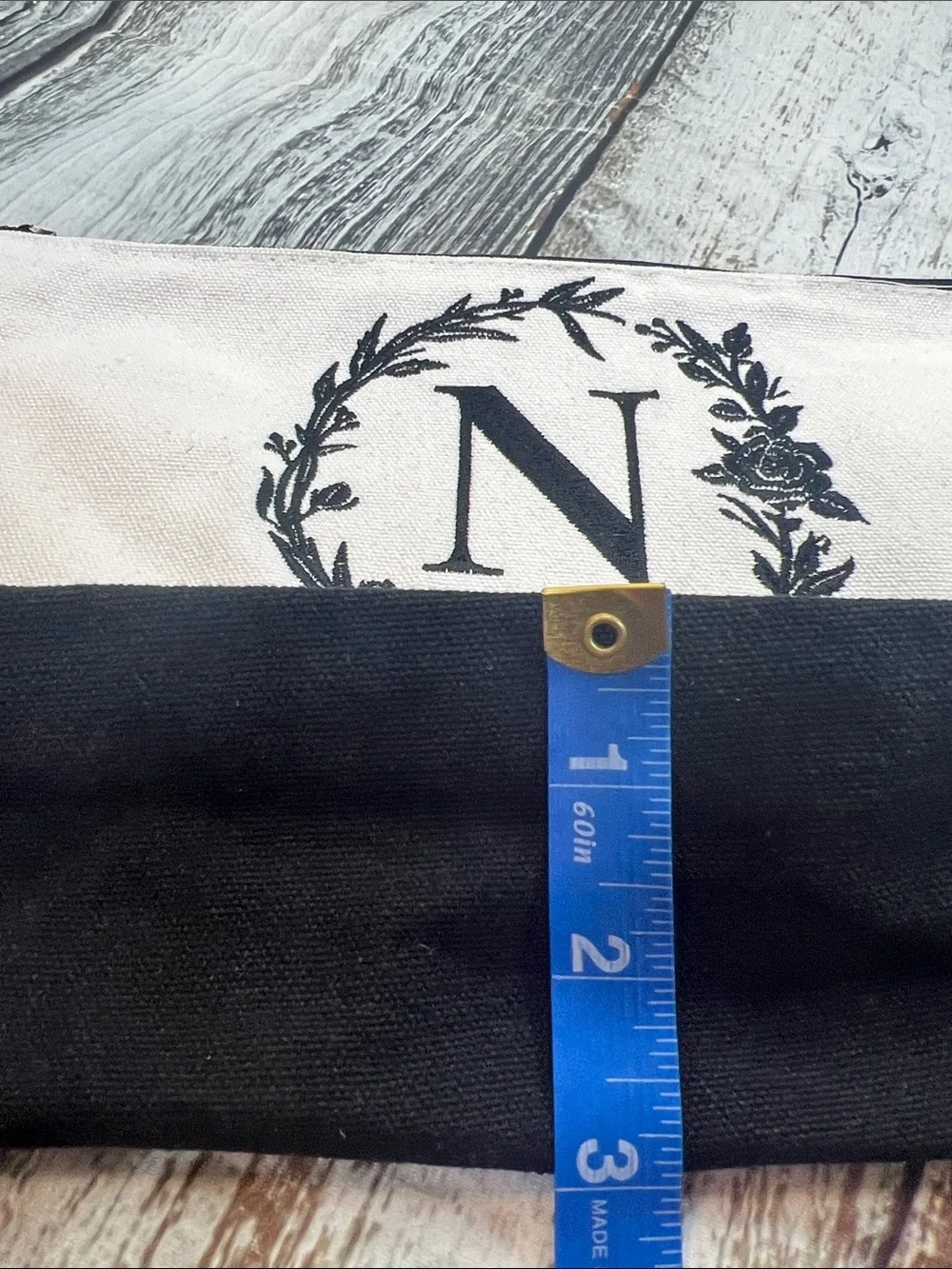 Monogram “N” Canvas Tote Bag 3 pc Set – Tote, Pouch & Organizer | Black & White - Picture 15 of 17